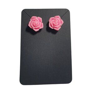 Pink Rose Stud Earrings Acrylic Floral Jewelry Lightweight Boho Mom Gift Spring